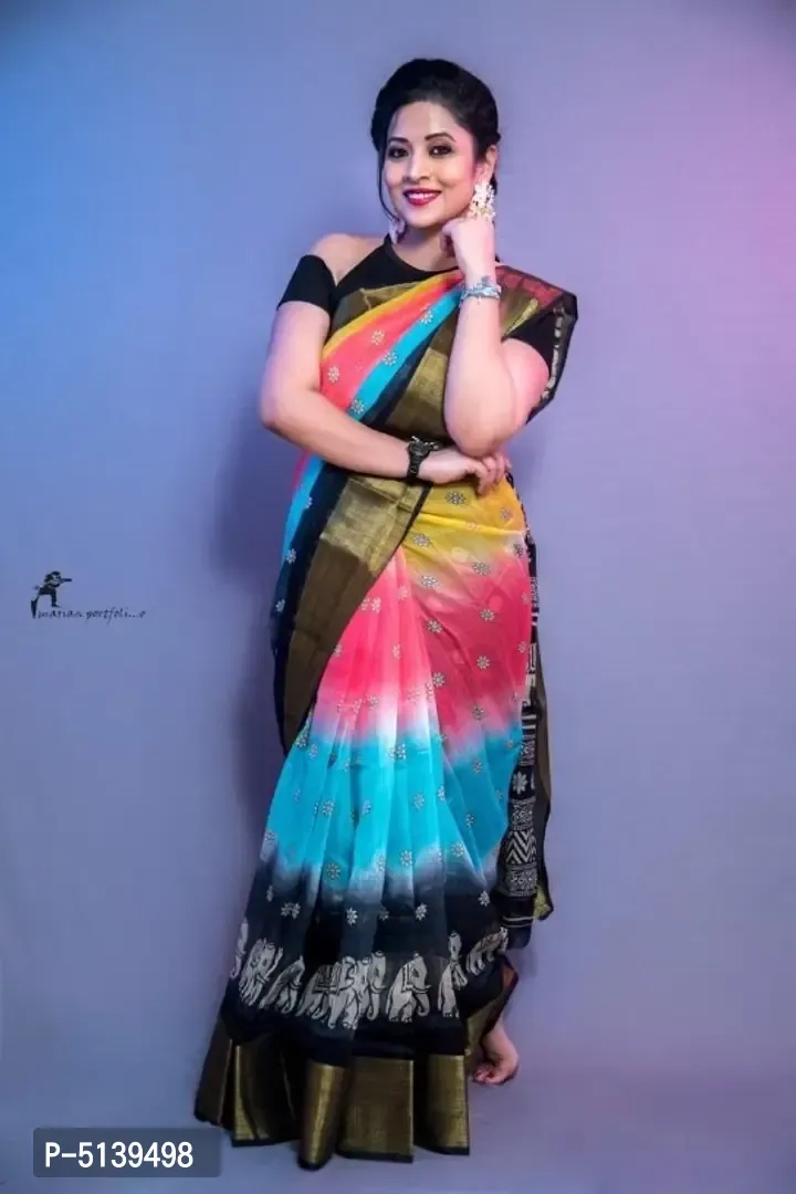 Cotton Blend Printed Saree