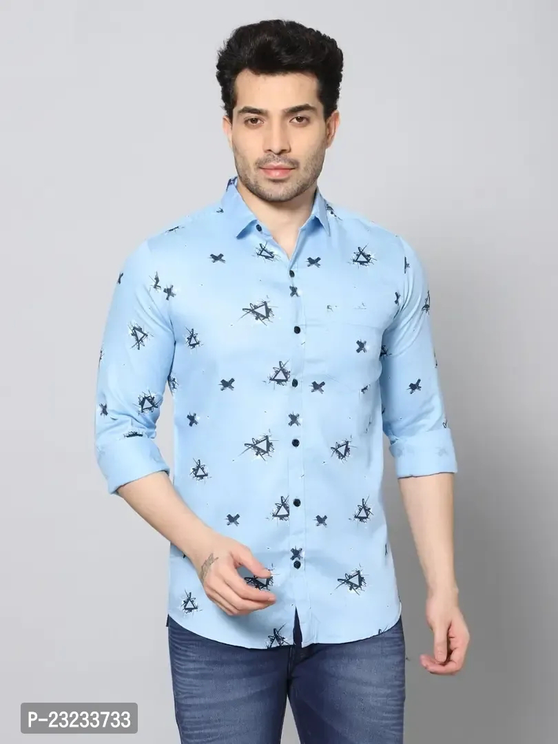 GS GRAND STITCH Mens Cotton Printed Full Sleeve Shirt  - M