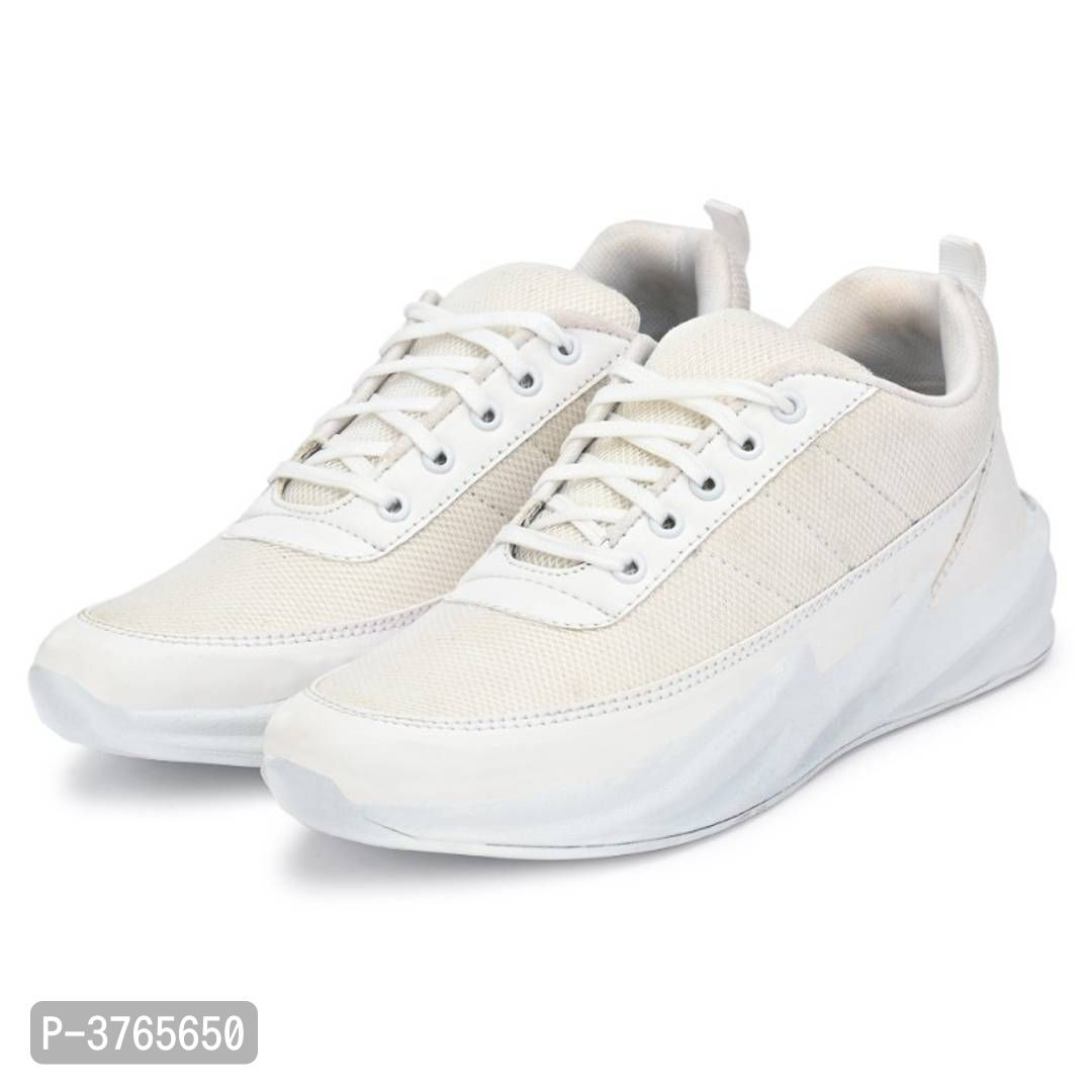 White Synthetic Sport Sneakers Shoes For Men's - UK7