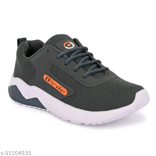 BRD-677 Grey Bolt Mesh Sports Shoes For Men - IND-6