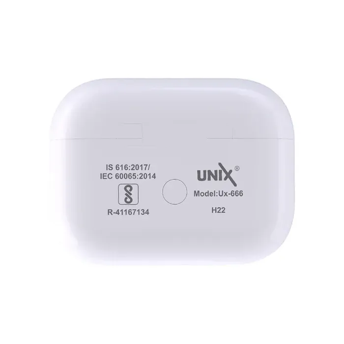 Unix UX-666 In-Ear True Wireless Buds With Free Silicone Case - White, 3 Month