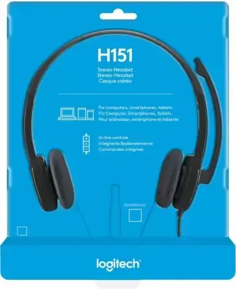 Logitech H-151 Wired Headset  (Black, On the Ear) - Black