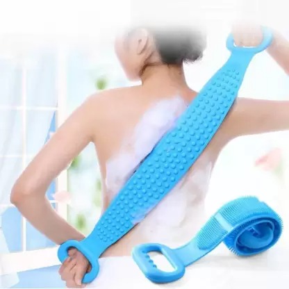 Silicone Bath Body scrubber Double side body wash bath scrubber Belt Massager  (Multicolor) - Multi