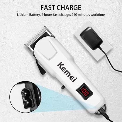 Kemei Professional Hair Trimmer 240 min Runtime 4 Length Settings  - White