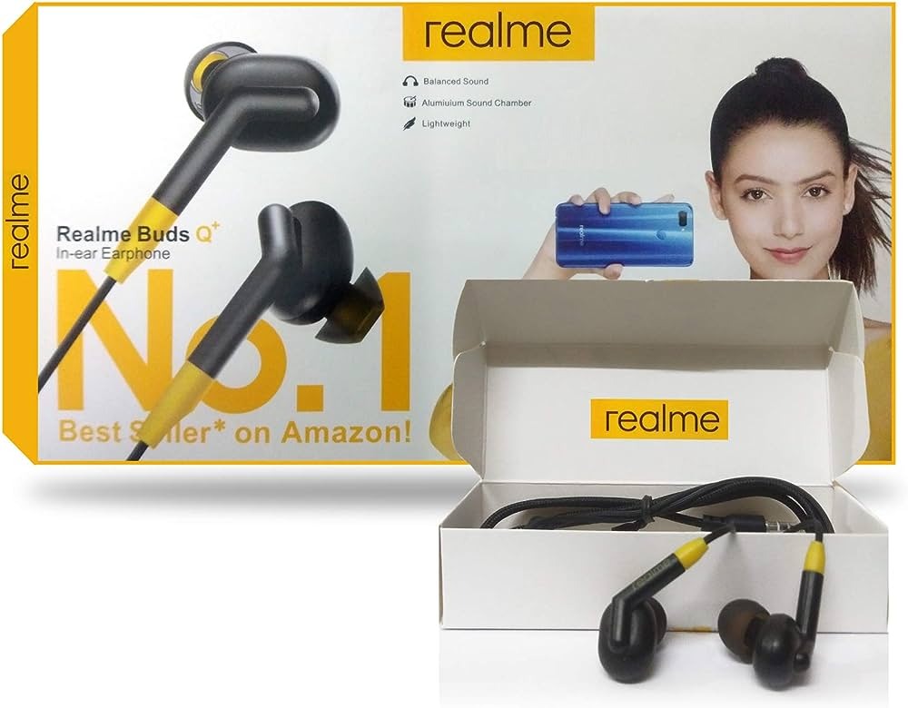 Realme Buds Q+ with Stereo HD Sound in-Ear Earphones with Mic  - Yellow