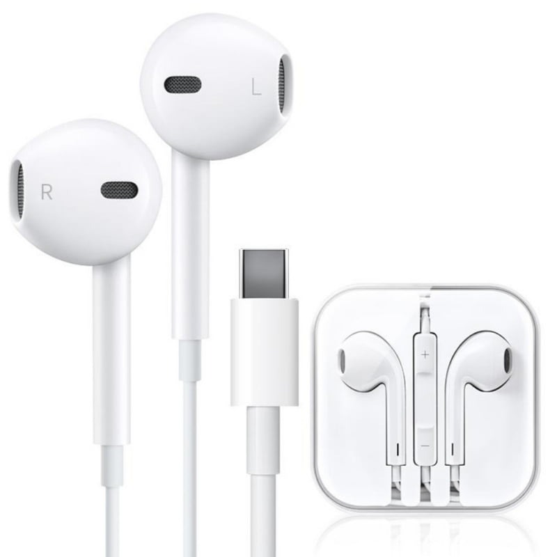 USB C Earphones with Mic and With Volume Control. - White