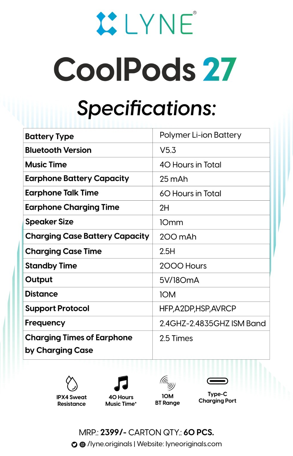 Lyne Coolpods 27 - Assorted