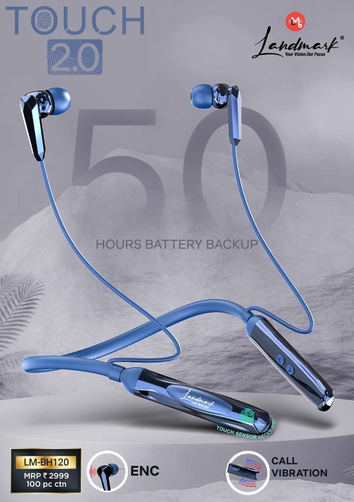 Landmark BH-120 Neckband With 50 Hrs Backup - Assorted, 6 Months