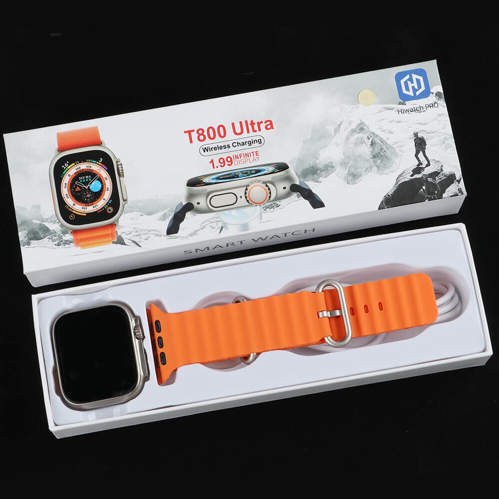 T800 Smartwatch With Infinity Display & Wireless Charging - Orange