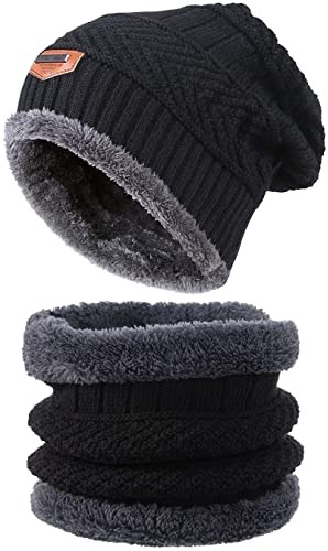 Mens Solid Beanie Cap combo (Cap + Muffler) - Mix