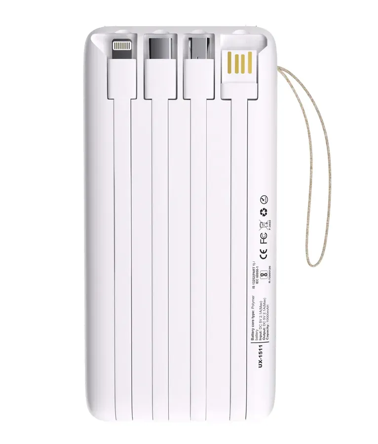 Unix UX-1511 Four In One Power Bank 10000 mAh - White