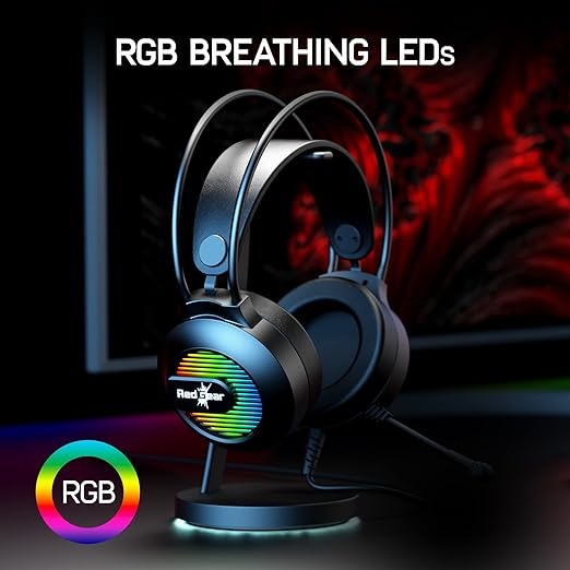 Redgear Shadow Helm Gaming Wired Over Ear Headset with Mic with 50Mm Drivers, Superior Fit, Vox Technology and Multi-Purpose Audio Jack - Black