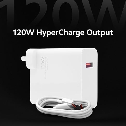 Mi/POCO Xiaomi 120W Original HyperCharge Adapter Combo|Laptops, Tablets & Mobile Charger|(Adapter + USB to Superfast 6A Type C Cable)|Compatible with Redmi Note 12 Series, Mi 11 Hyper Charge, Mi 11T & Mi 12pro - White