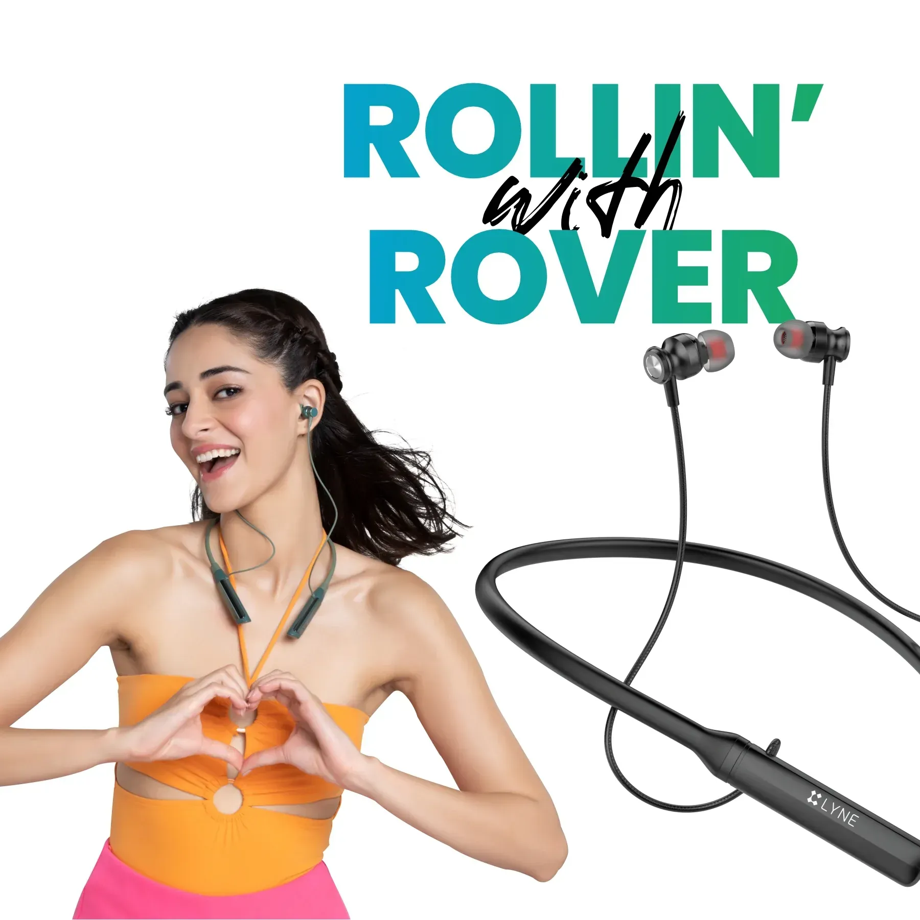 LYNE by U&i Rover 17 40Hours Battery Backup Wireless Neckband with IPX4 and Magnetic Earbuds Bluetooth Gaming Headset (Water Resistant) - Black