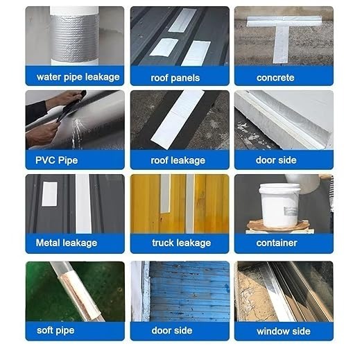 UISP Waterproof Leakage Repair Aluminium Foil Tape Waterproof Adhesive Sealing Butyl Rubber Tape for Plastic, Metal, Concrete Repair Tape. - Silver