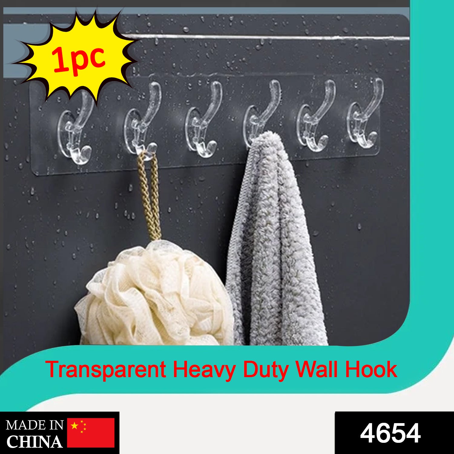 1627 Adhesive Sticker Abs Plastic Hook Towel Hanger For Kitchen