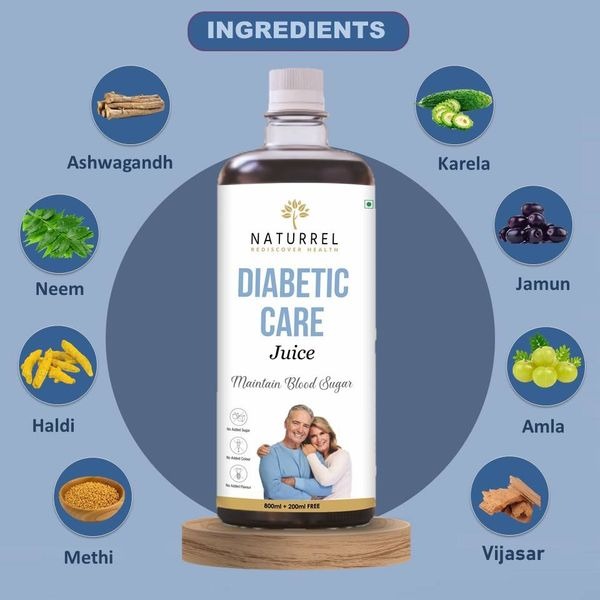 Naturrel Diabetic Care Juice | Blend of 8 herbs Jamun, Amla, Haldi to Maintain Blood Sugar Balance | Good for Metabolic & Digestive Health | Improve Eyesight | 1L - Pack of 1 - 1 Litre (Pack Of 1)