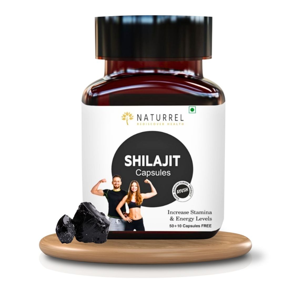 Naturrel NATURREL Shilajit Capsule - 60 Capsules | Enhances Energy & Immunity | Promotes Metabolism | 100% Pure & Natural Tablets| Pack of 1 - 60 Capsules (Pack of 1), 24 Months