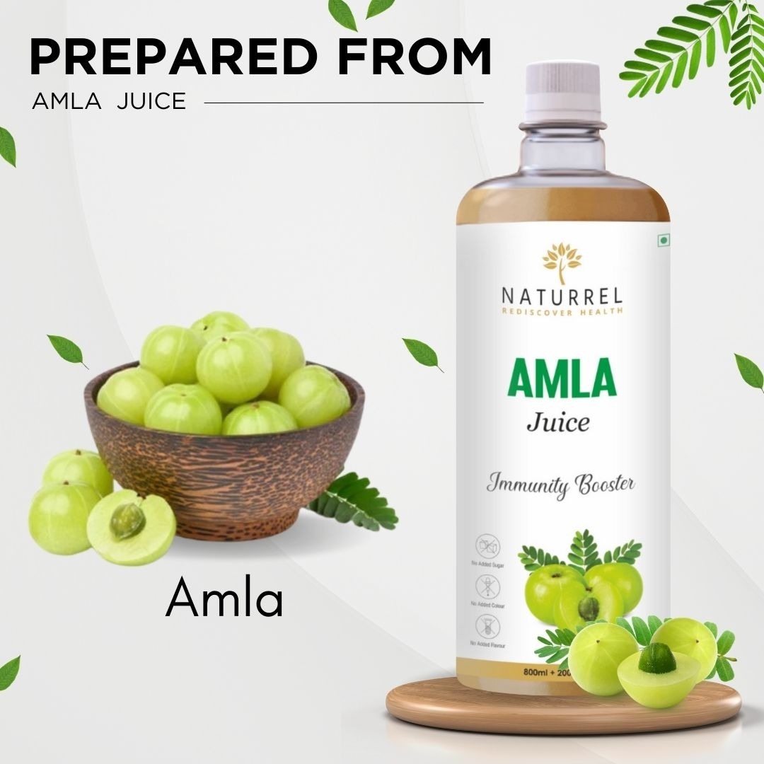 Naturrel NATURREL Amla Juice - 1L | Rich Source of Vitamin C | Suitable for Healthy Hair & Skin | Made With Cold Pressed |100% Pure & Natural Juice | Pack of 1 - 1 Litre (Pack Of 1), 18 Months