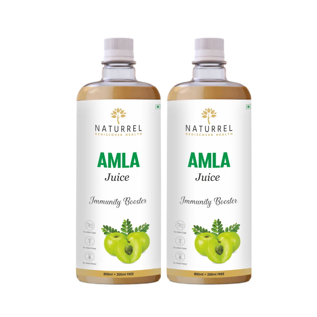 Naturrel NATURREL Amla Juice - 2L | Rich Source of Vitamin C | Suitable for Healthy Hair & Skin | Made With Cold Pressed | 100% Pure & Natural Juice | Pack of 2 - 2 Litre (Pack Of 2), 18 Months