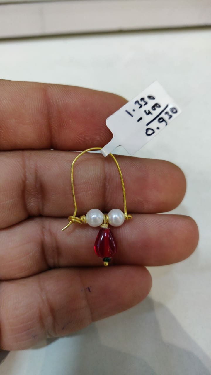 Gold Plated Pearl Big Bali Earrings Design by Just Shraddha at Pernia's Pop  Up Shop 2024