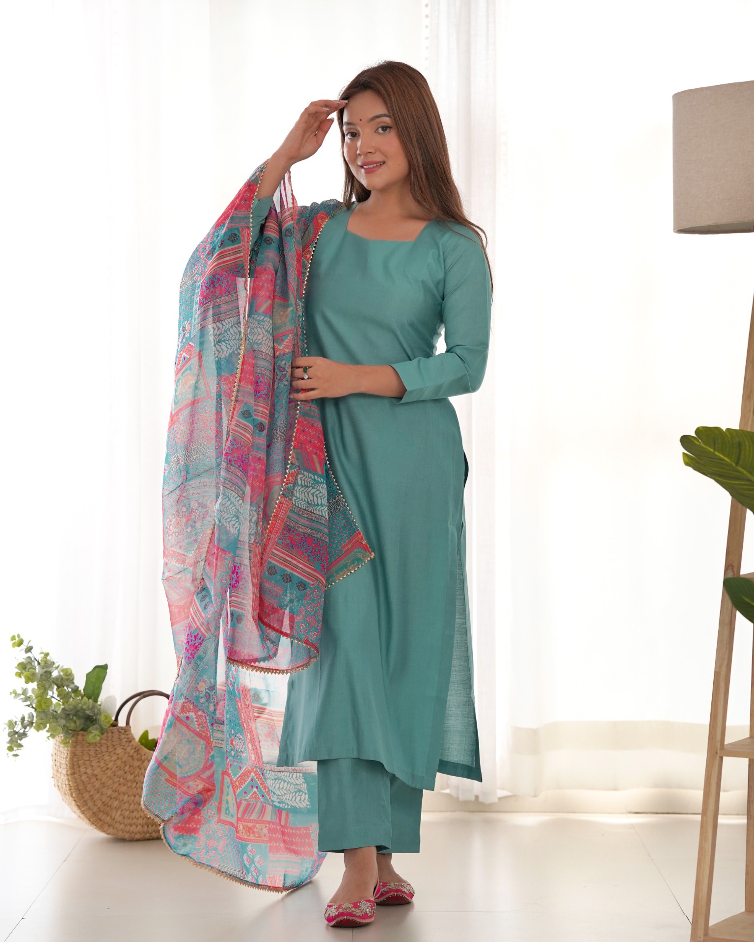 Buy Elegant Viscose Straight Fit Kurta Set with Dupatta – Office & Summer Wear | Azorte Fashion