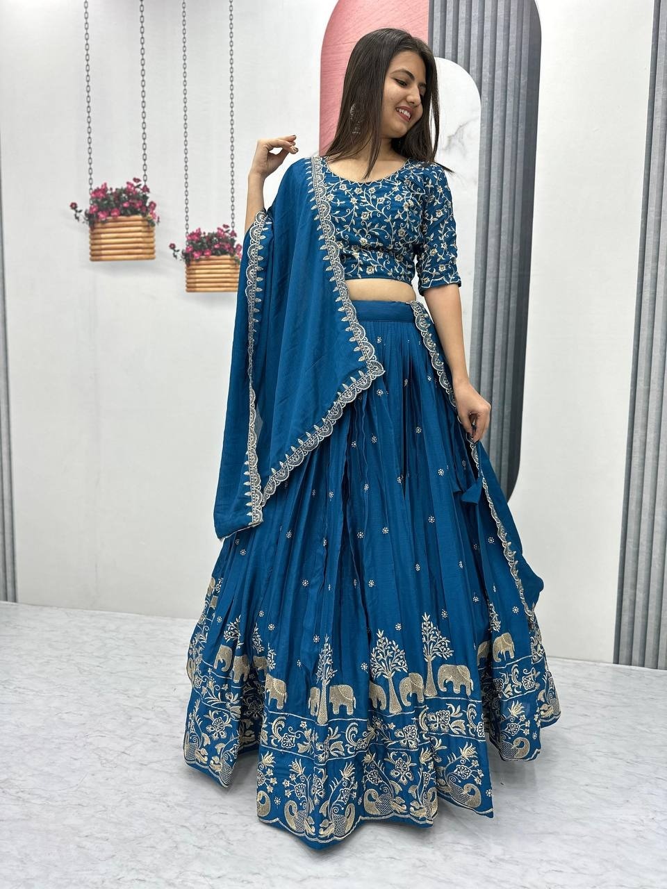 Elegant Festival Lehenga Choli | Embroidered Chinon Fabric | Limited Stock