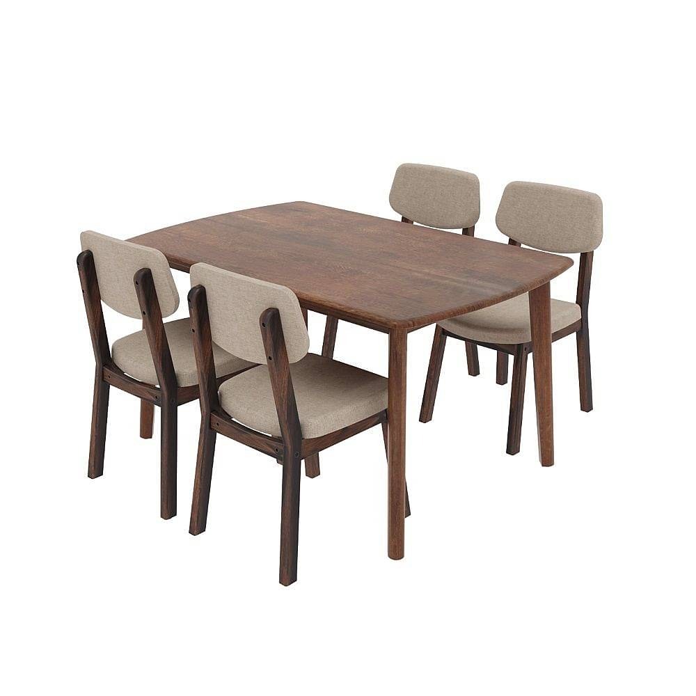 Salvia (Lingon table-Leve chair) 4-seater Solid wood square shape dining set