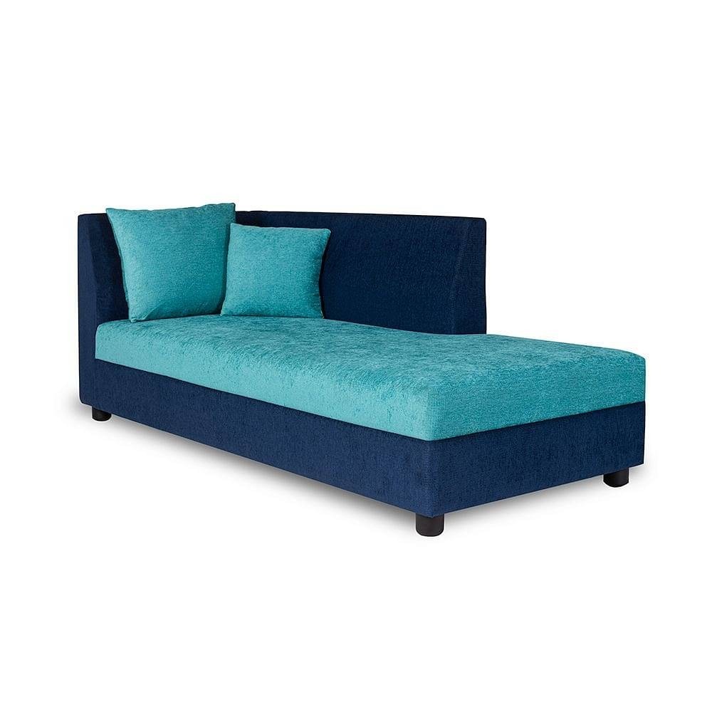 Skiver L Shape 5 Seater Sofa Set (2 Seater + Right Aligned Chaise) Dark Blue & Sky Green