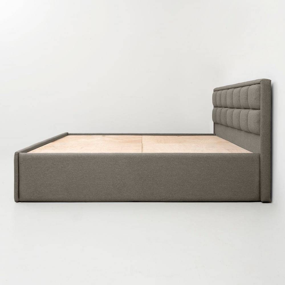 Werfo Surma King Size Solid Wood Upholstered Bed King, 78" x 72", With Storage, Omega Grey| 1.98m x 1.83m - 83 x 79 x 40 Inches