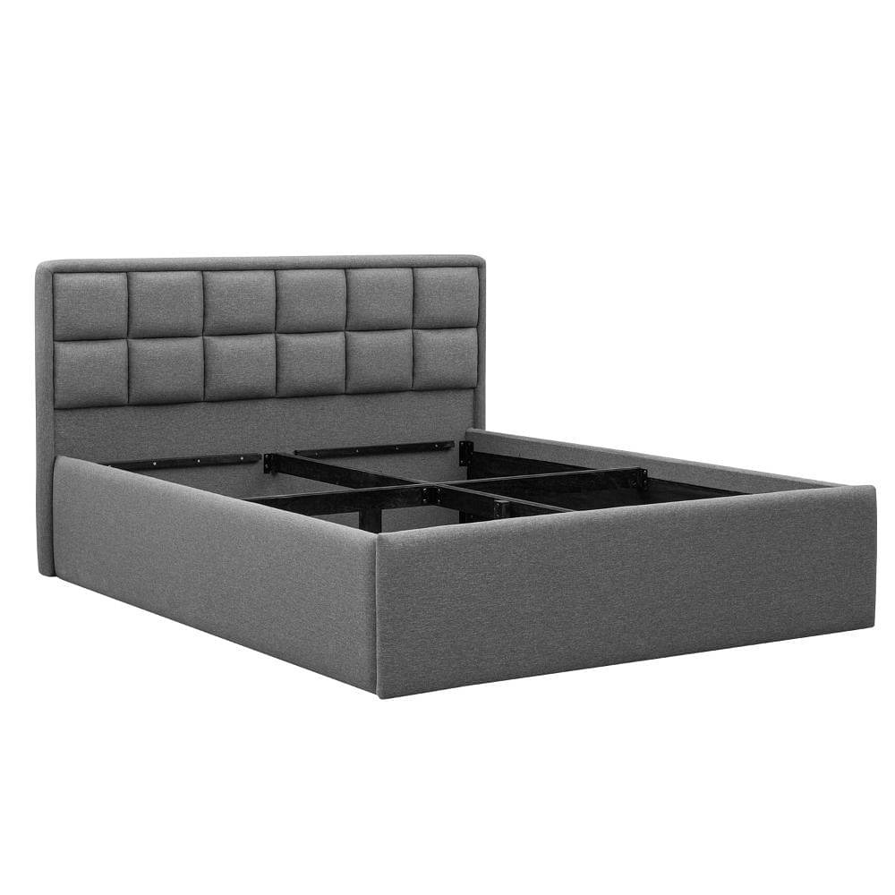 Werfo Surma Queen Size Solid Wood Upholstered Bed Queen, 78" x 60", With Storage, Omega Grey - 83 x 67 x 40 Inches