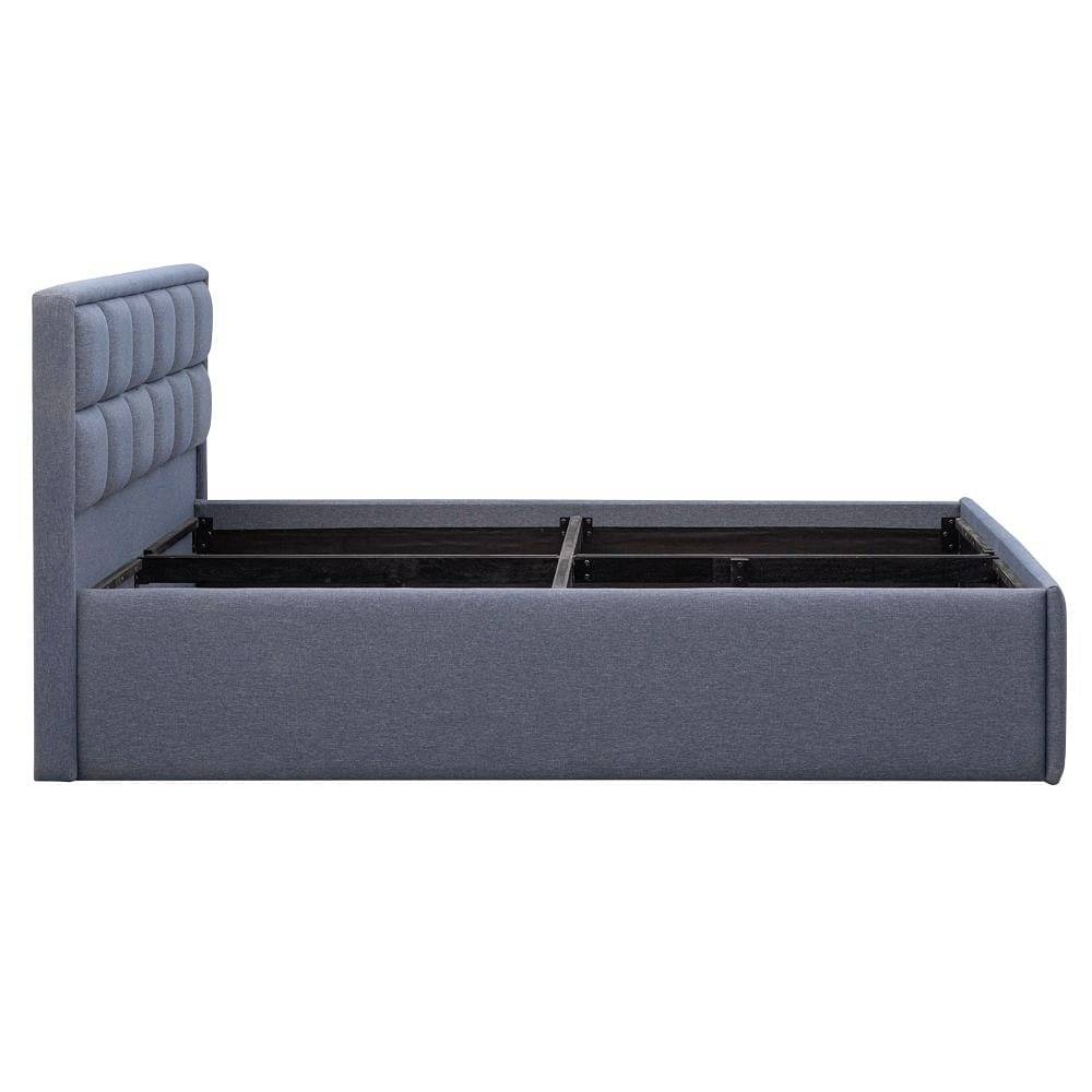 Werfo Surma Queen Size Solid Wood Upholstered Bed Queen, 78" x 60", With Storage, Omega Blue| - 83 x 67 x 40 Inches