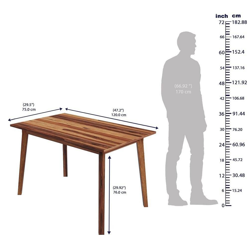 Werfo Gele (4 seater) (with Cushion-)-Natural Sheesham Wood Dining Set - Length: 1.2 m, Width: 75 cm, Height: 76 cm (47.2 inches x 29.5 inches x 29.92 inches)