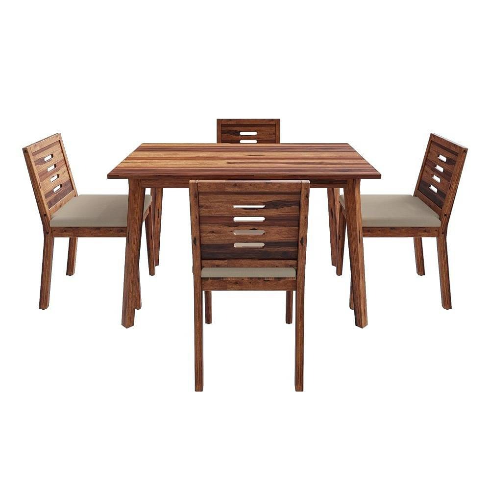 Werfo Gele (4 seater) (with Cushion-)-Natural Sheesham Wood Dining Set - Length: 1.2 m, Width: 75 cm, Height: 76 cm (47.2 inches x 29.5 inches x 29.92 inches)