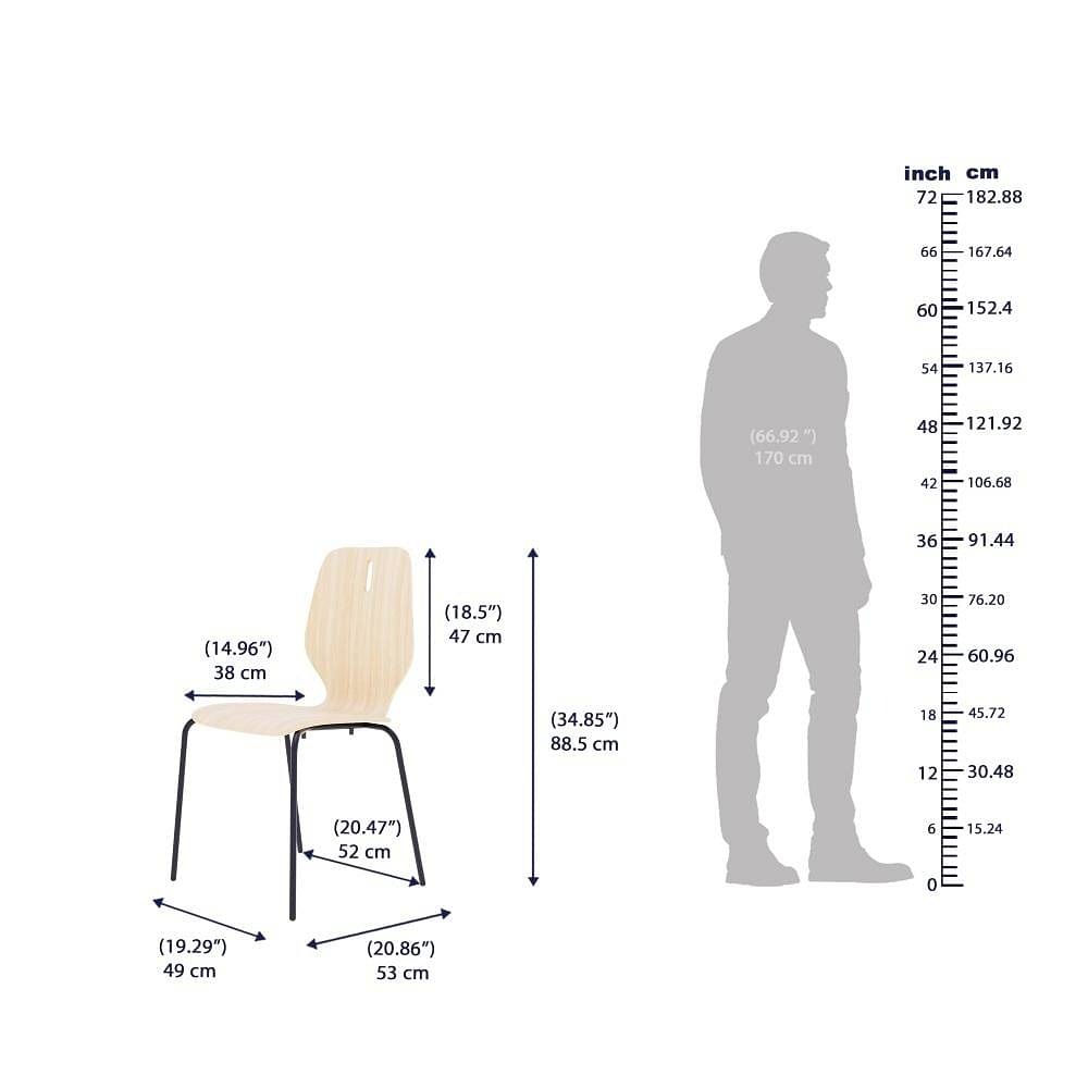 Werfo Ben Metal Engineered wood 4 seater square shape Dining set (White ash wood finish) - (4 seater):L 90 cm x W 90cm x H 75cm (35.4 x 35.4 x 29.5 inches)