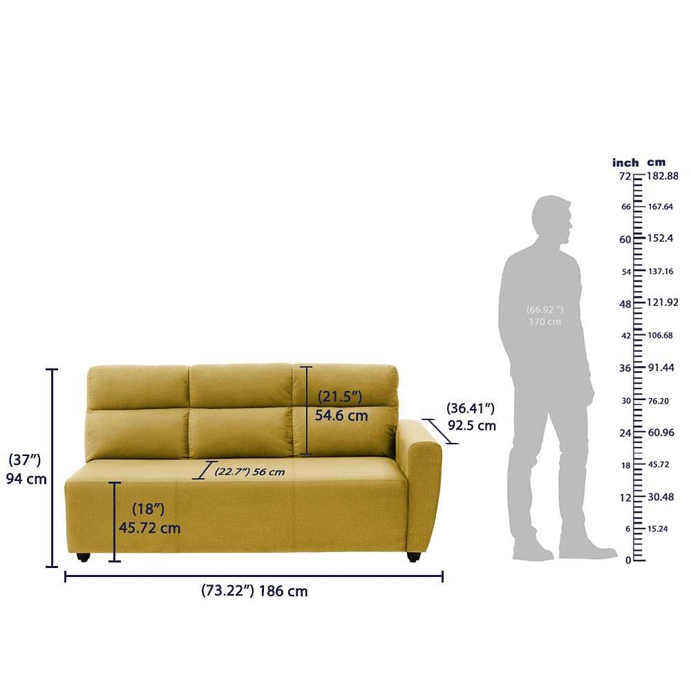 werfo Milo L Shape Sofa Set (3 Seater + Left Aligned Chaise) Sectional, Set (3 Seater + Left Aligned Chaise), Yellow