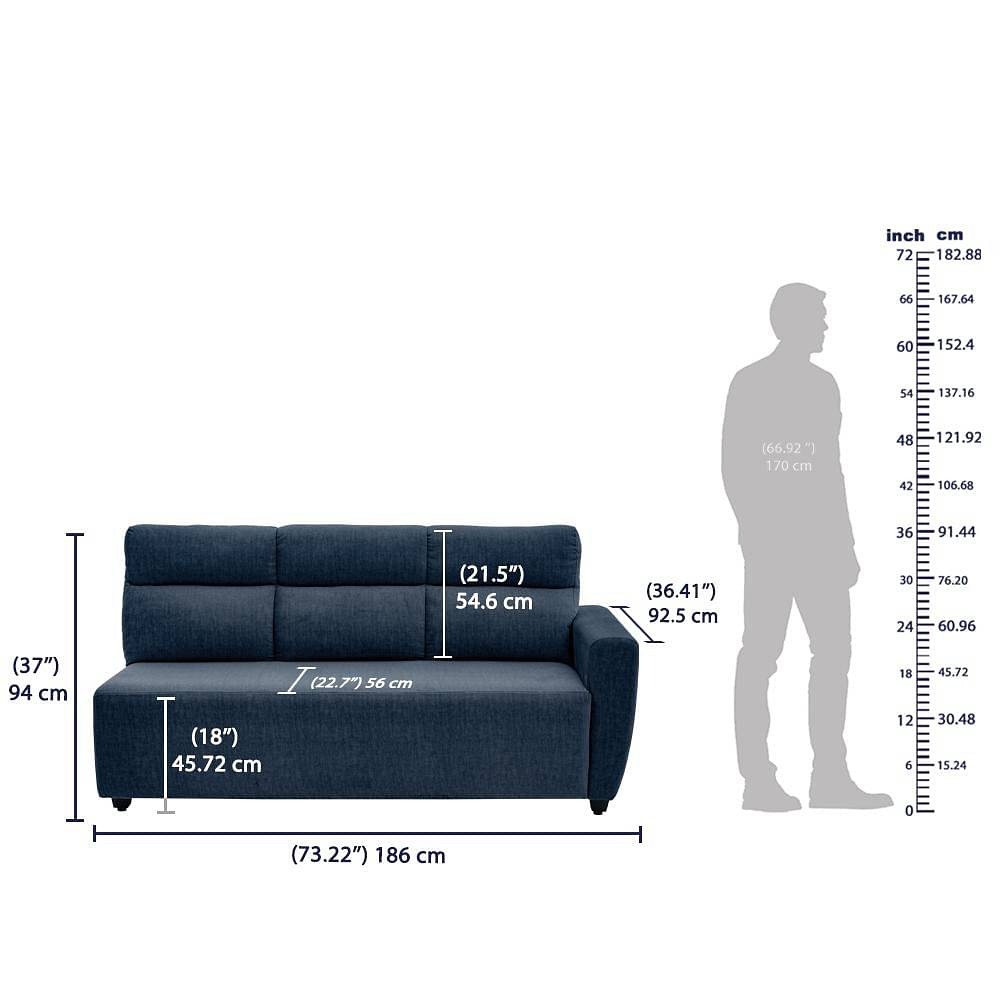 werfo Milo L Shape Sofa Set (3 Seater + Left Aligned Chaise) Sectional, Set (3 Seater + Left Aligned Chaise), Deep Ocean