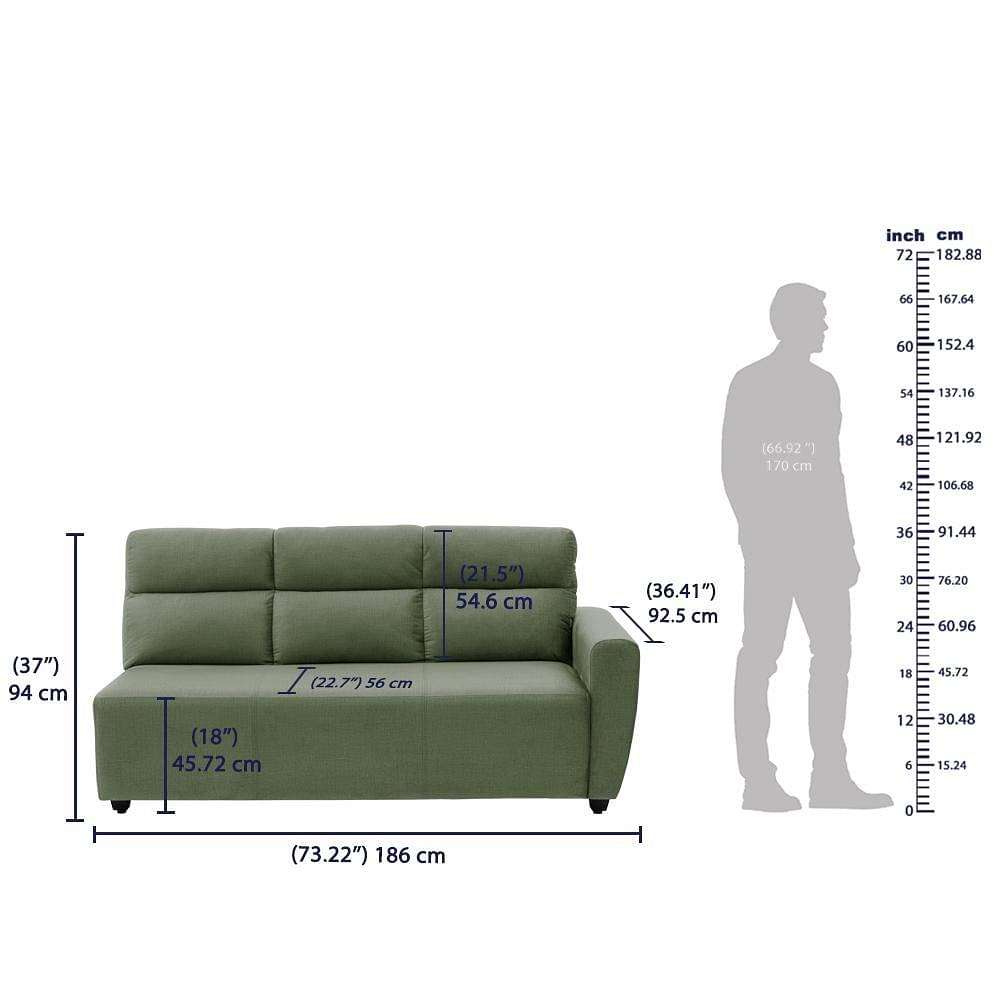 werfo Milo L Shape Sofa Set (3 Seater + Left Aligned Chaise) Sectional, Set (3 Seater + Left Aligned Chaise), Green