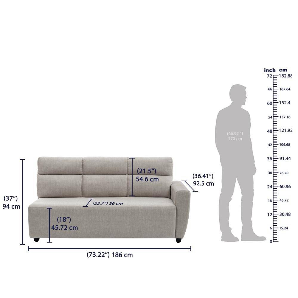 Werfo Milo  L Shape Sofa Set (3 Seater + Left Aligned Chaise) Sectional, Set (3 Seater + Left Aligned Chaise), Taupe
