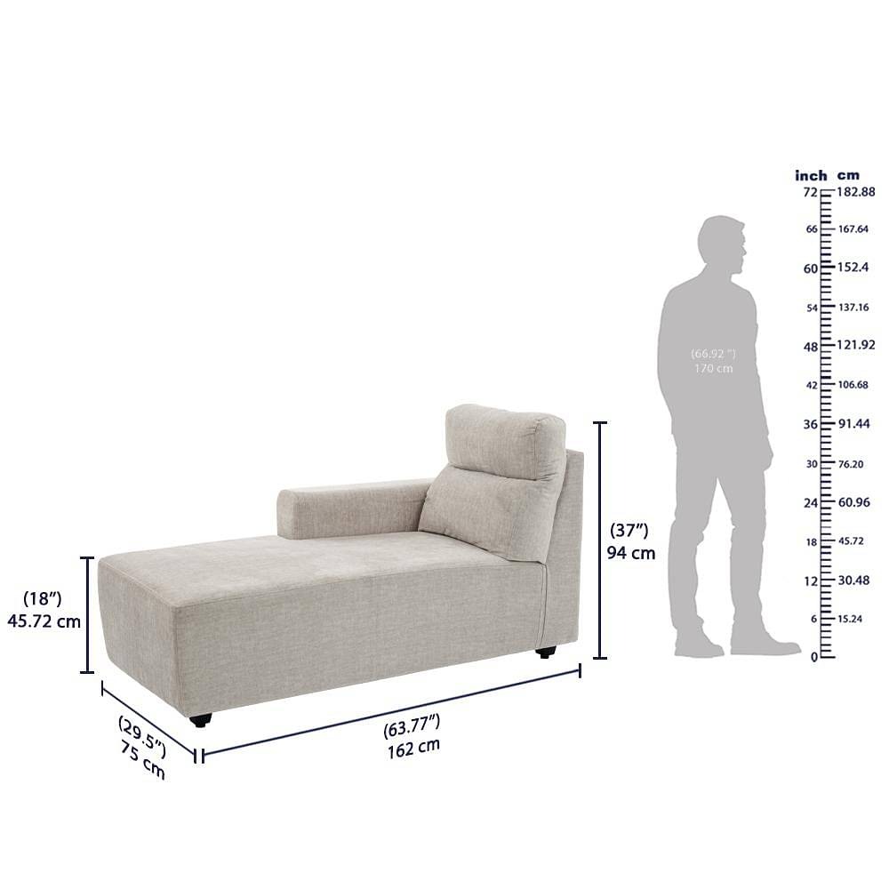 Werfo Milo L Shape Sofa Set (3 Seater + Left Aligned Chaise) Sectional, Set (3 Seater + Left Aligned Chaise), Beige - Black