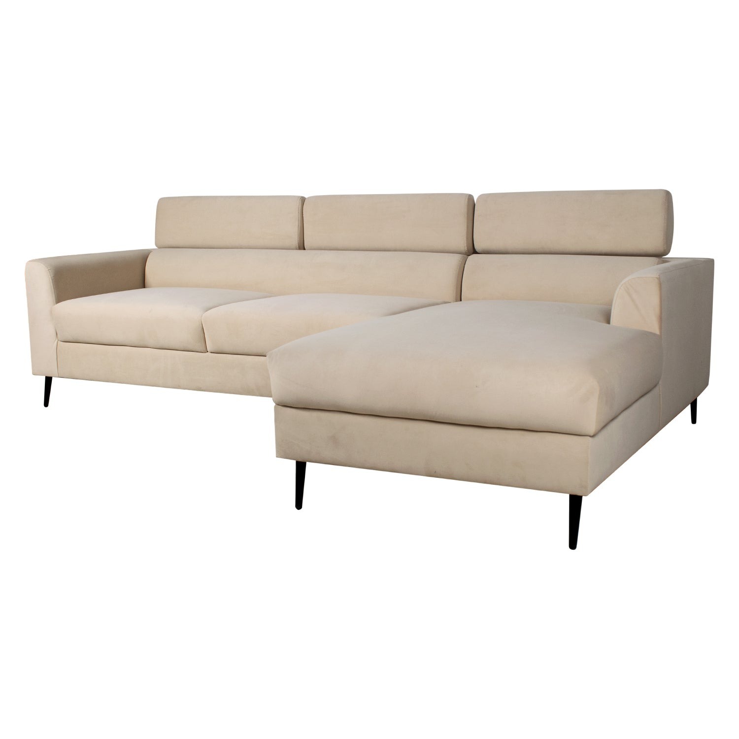 Werfo Lizzie Sectional Sofa With Booster Headrest (RHS) - Three Seater 29(H) X 70(W) X 33.5(D) inches;?ÿLounger: 29(H) X 68(D) X 34(W) inches, Seating Height : 17 Inches