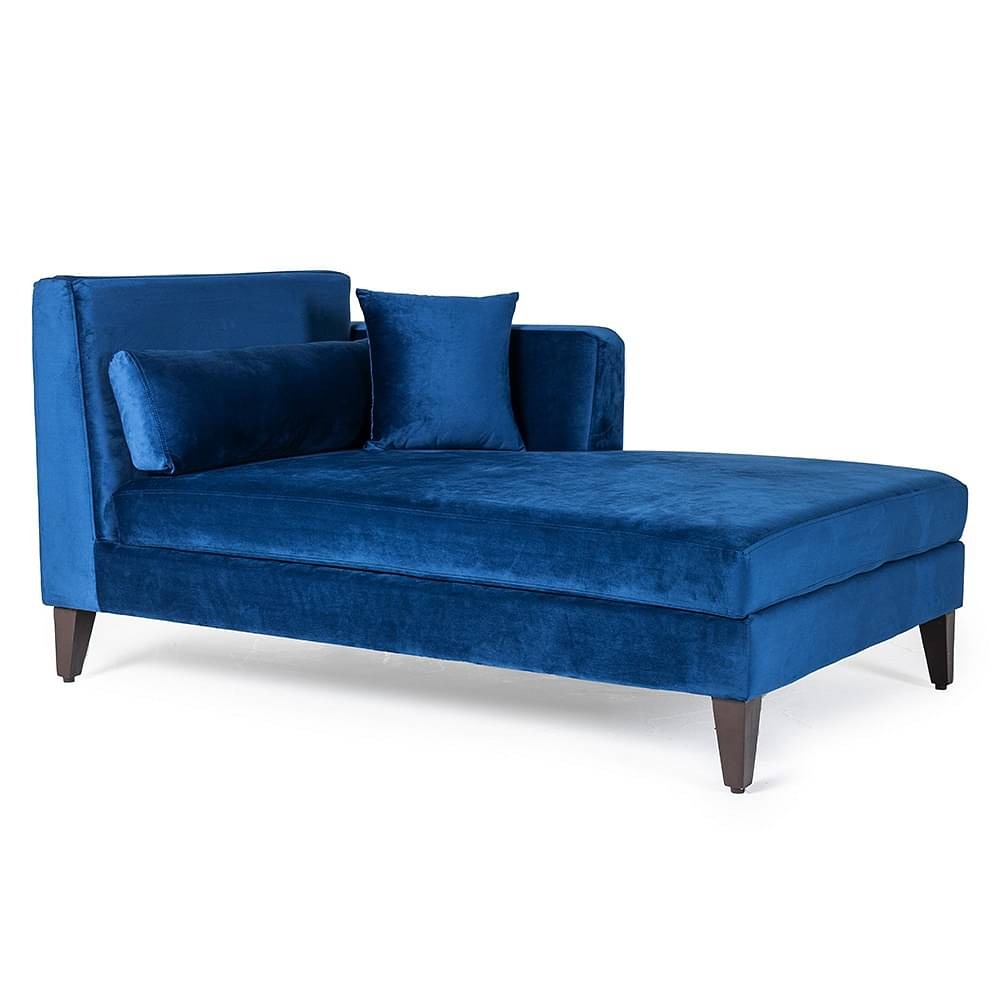 werfo Lewis L Shape Sofa Set (3 Seater + Right Aligned Chaise) - Velvet Blue