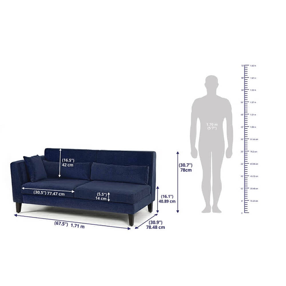 Werfo Lewis Sectional, Set (3 Seater + Right Aligned Chaise), Cobalt Blue