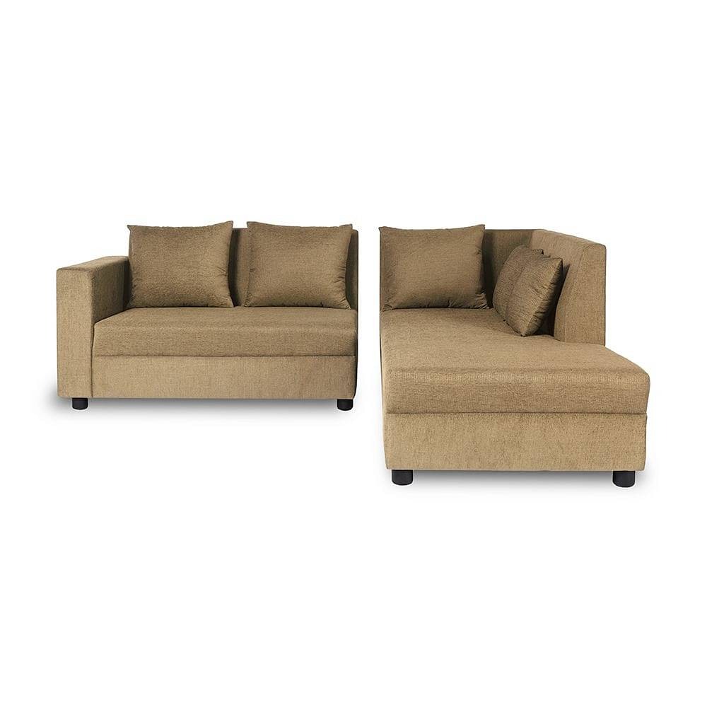 Werfo Skiver L Shape 5 Seater Sofa Set (2 Seater + Right Aligned Chaise) Amphora Brown