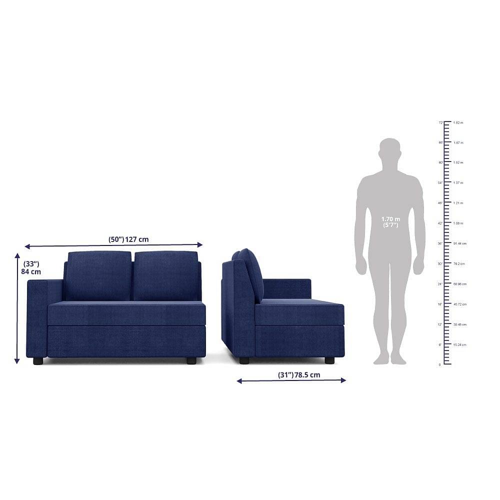 Werfo Skiver L Shape 5 Seater Sofa Set (2 Seater + Right Aligned Chaise) Dark Blue