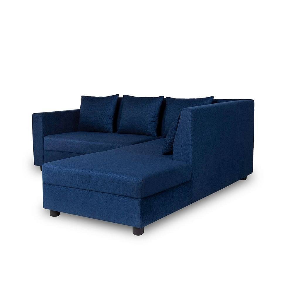 Werfo Skiver L Shape 5 Seater Sofa Set (2 Seater + Right Aligned Chaise) Dark Blue