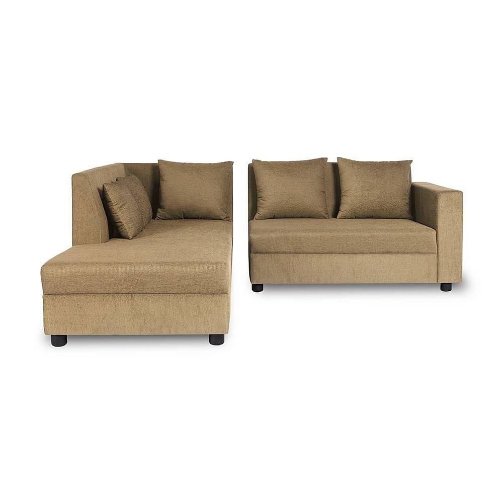 Werfo Skiver L Shape 5 Seater Sofa Set (2 Seater + Left Aligned Chaise) Amphora Brown