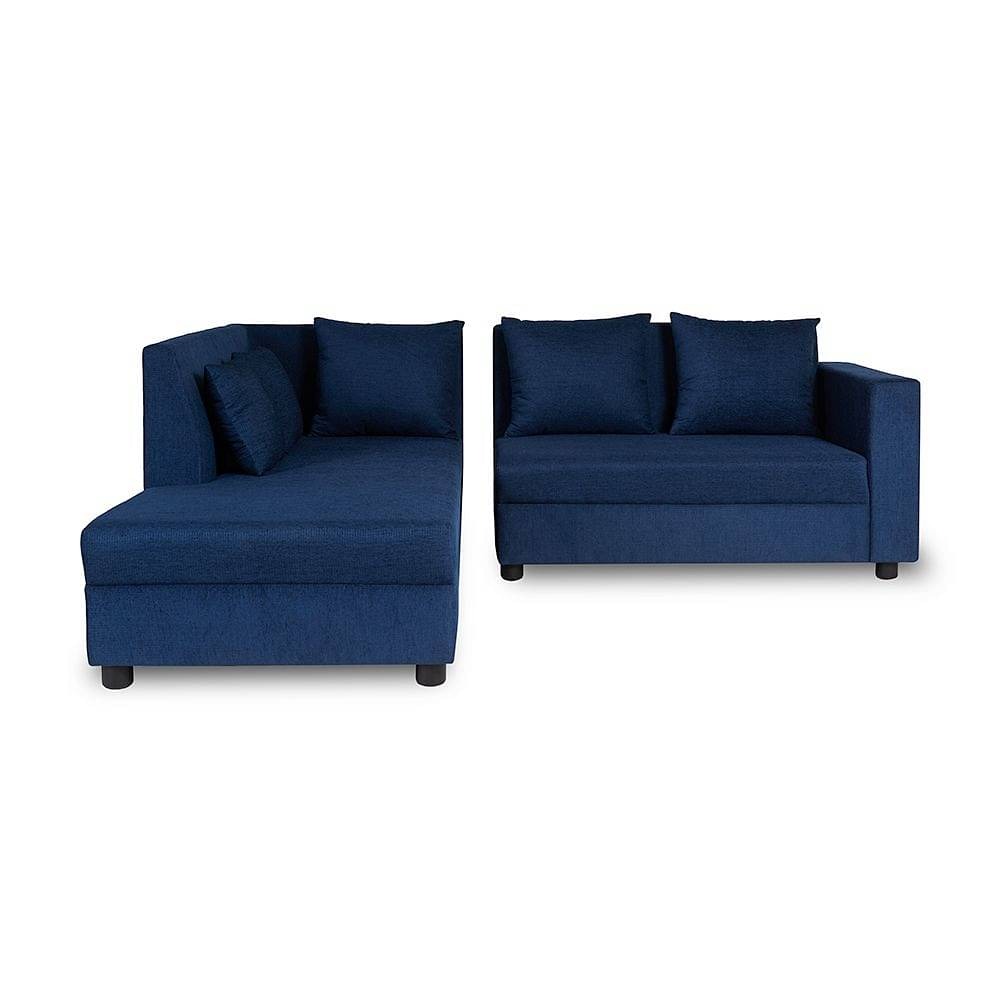Werfo Skiver L Shape 5 Seater Sofa Set (2 Seater + Left Aligned Chaise) Dark Blue