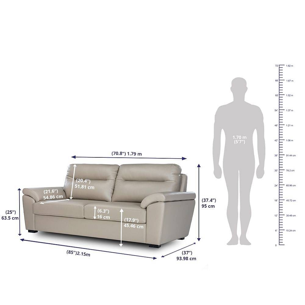 Werfo Ul Model   Three Seater Regular, Three Seater, Leatherette Cappuccino