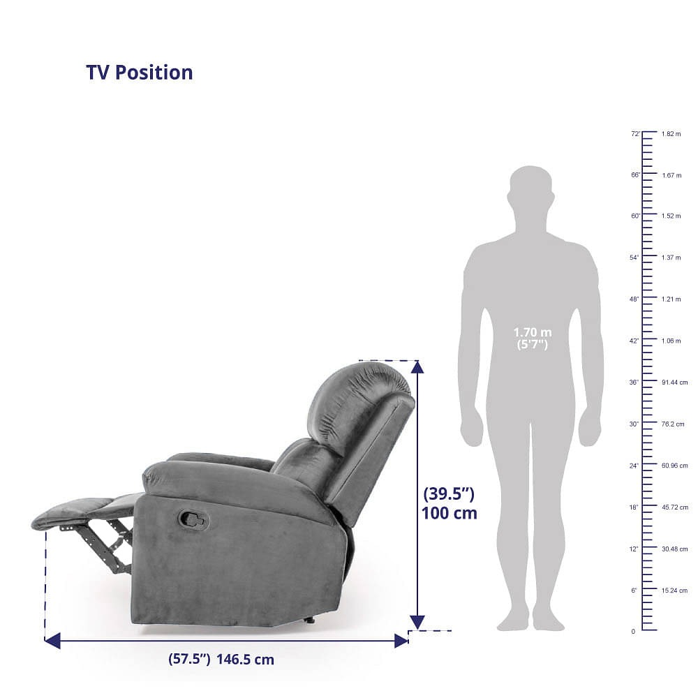 Werfo Mojo recliner Manual, Regular, 1 Seater, Space Grey